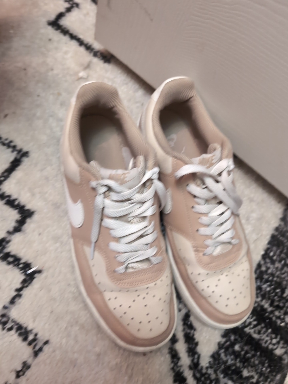 Nike Beige and White Low-Top Sneakers